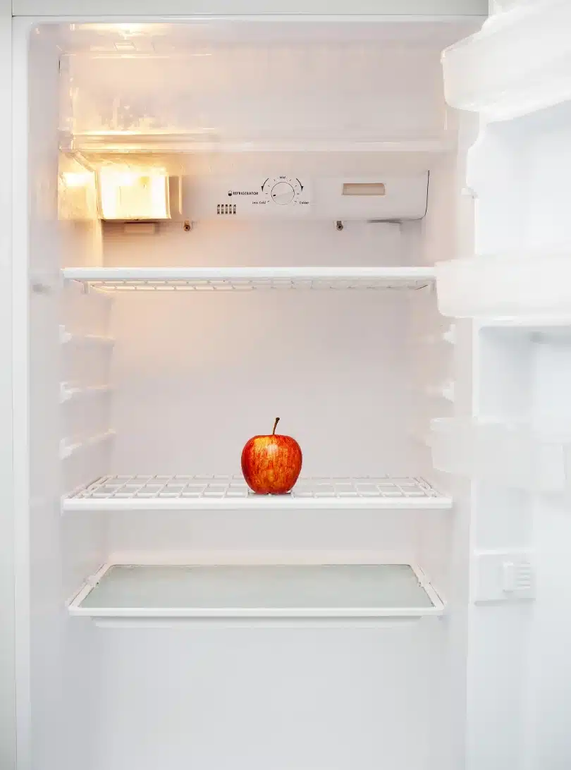 empty fridge with red apple 2024 12 05 19 01 39 utc